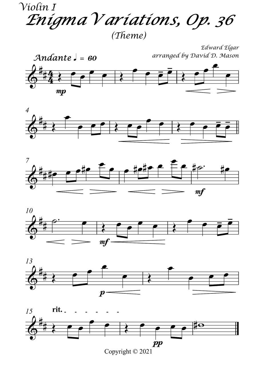 Enigma Variations, Op 36 (Theme) String Orchestra scores gallery preview page 4