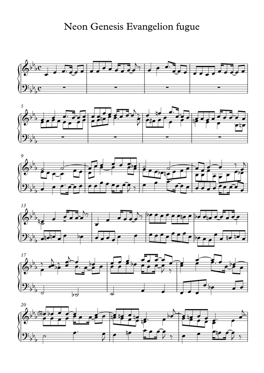 Neon Genesis Evangelion opening fugue Piano Solo scores gallery preview page 1