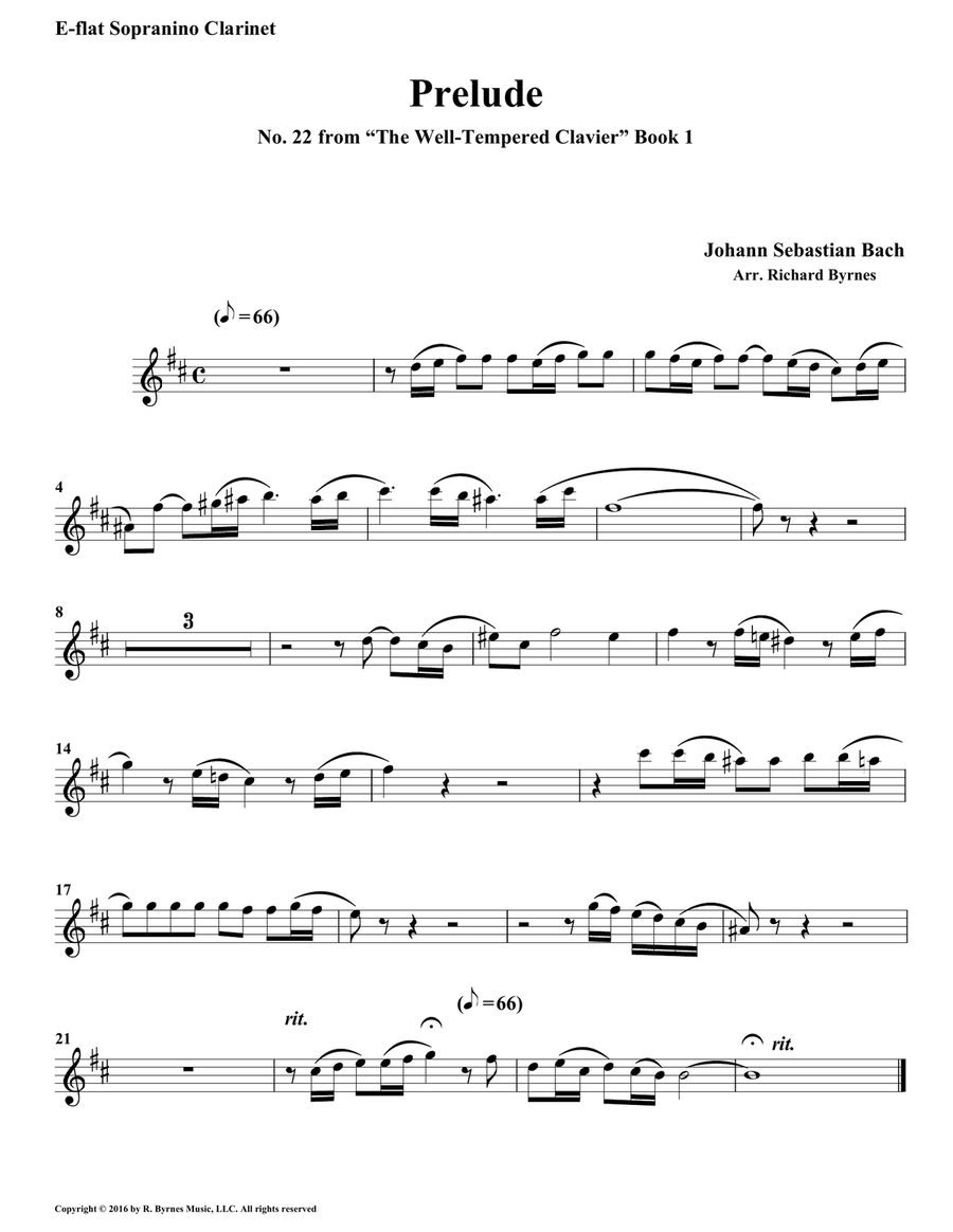Prelude 22 from Well-Tempered Clavier, Book 1 (Clarinet Octet) Woodwind Ensemble scores gallery preview page 4