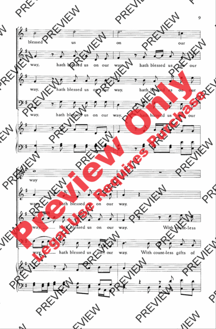 Now Thank We All Our God 4-Part scores gallery preview page 9