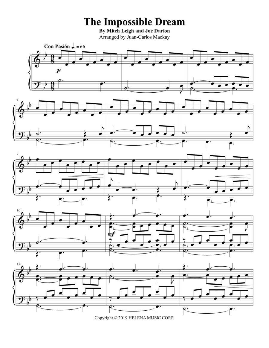 The Impossible Dream (the Quest) Piano Solo scores gallery preview page 2