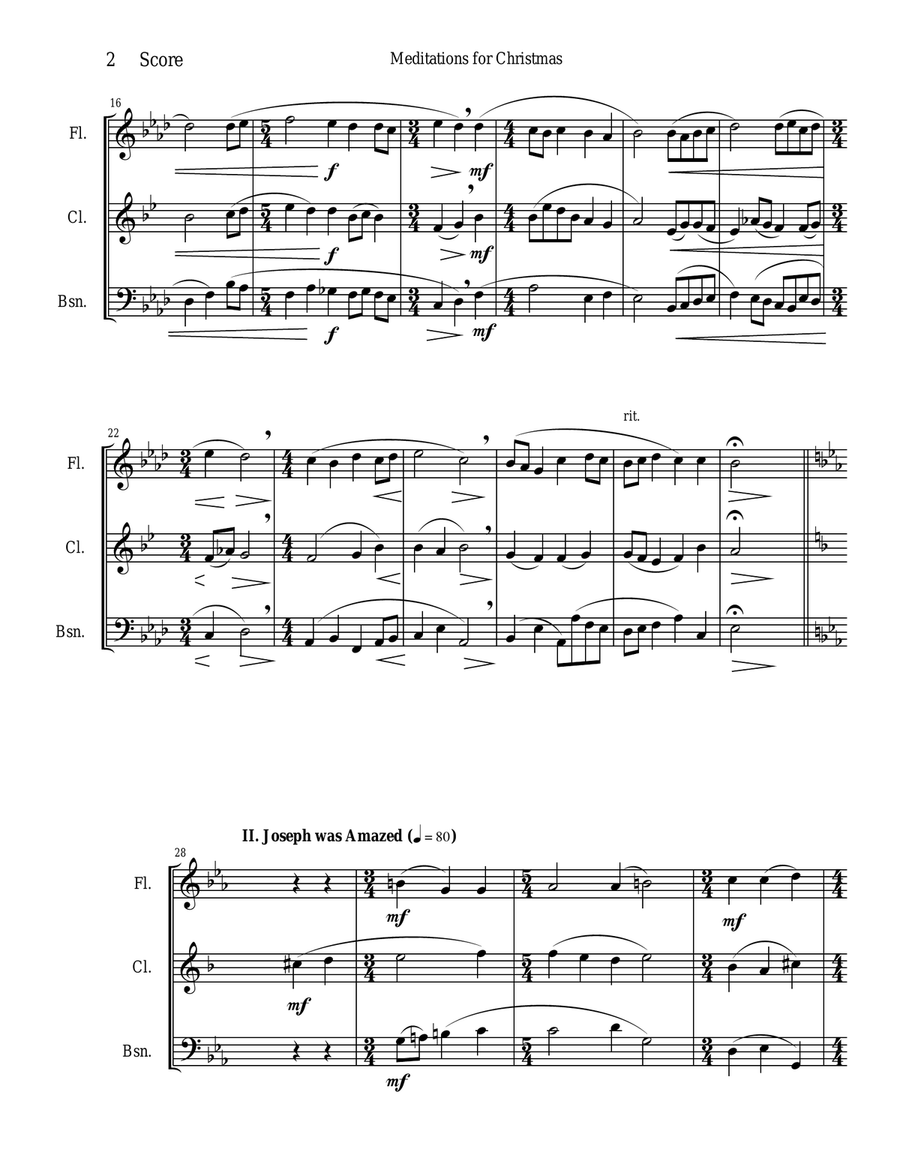 Meditations for Christmas, Russian Chant for Flute, Clarinet, and Bassoon Trio Woodwind Trio scores gallery preview page 2
