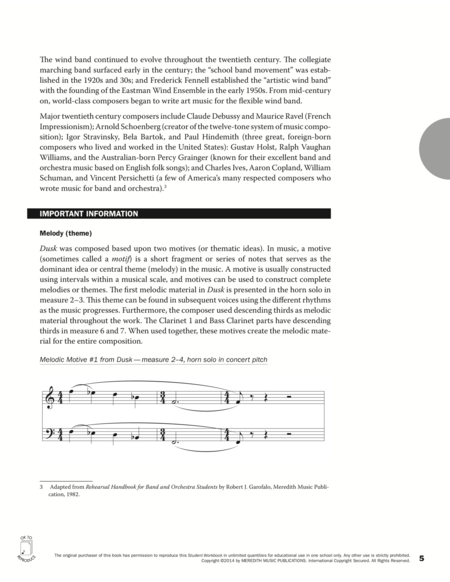 Guides to Band Masterworks, Vol. 4 - Student Workbook - Dusk