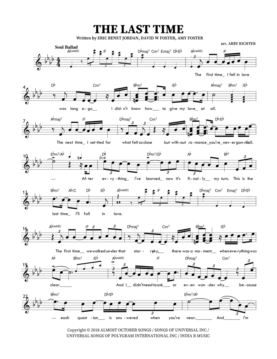 The Last Time Piano scores gallery preview page 1