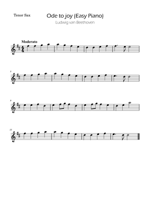 Ode To Joy - Easy Tenor Sax w/ piano accompaniment