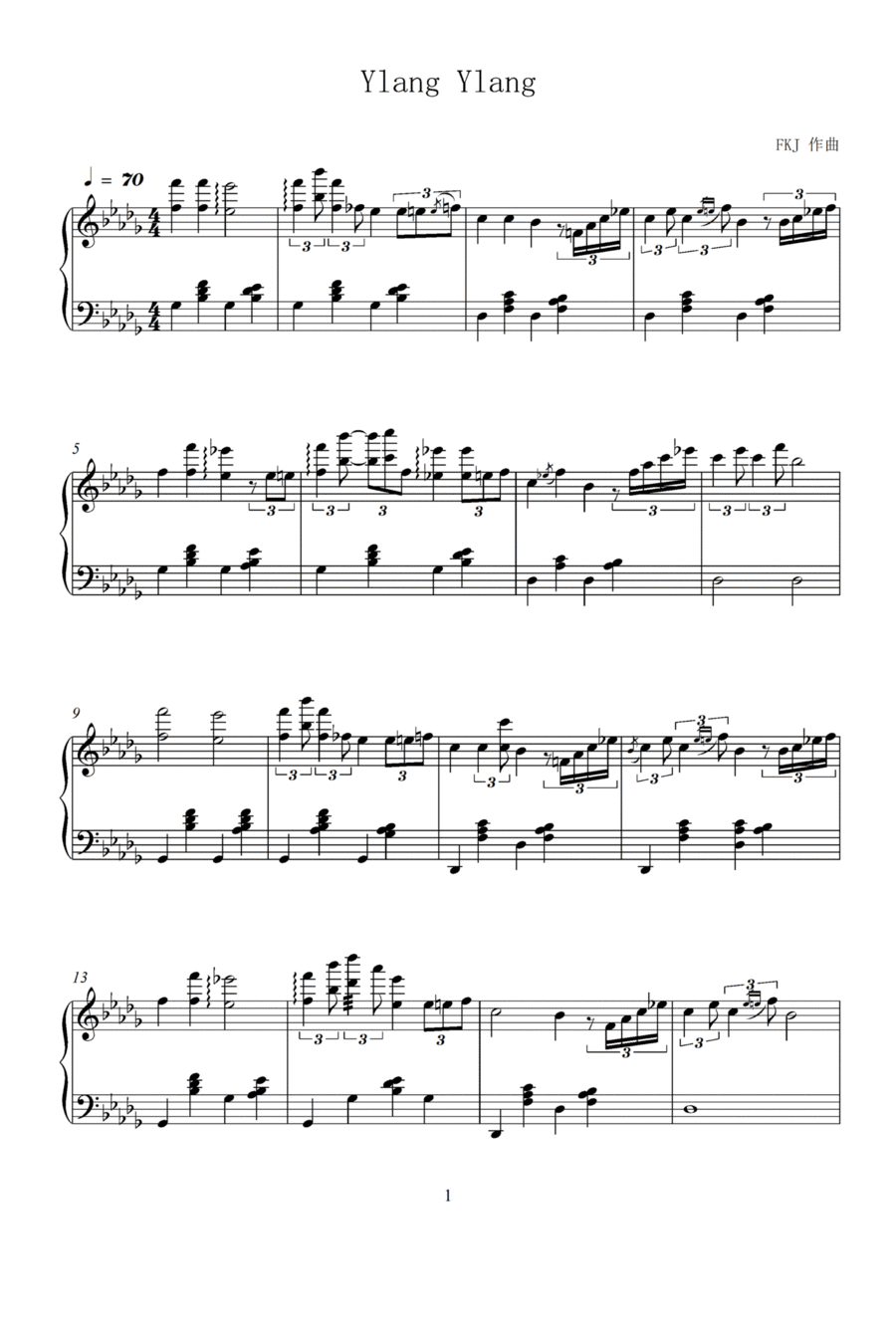 Ylang Ylang Ep Piano Solo scores gallery preview page 1
