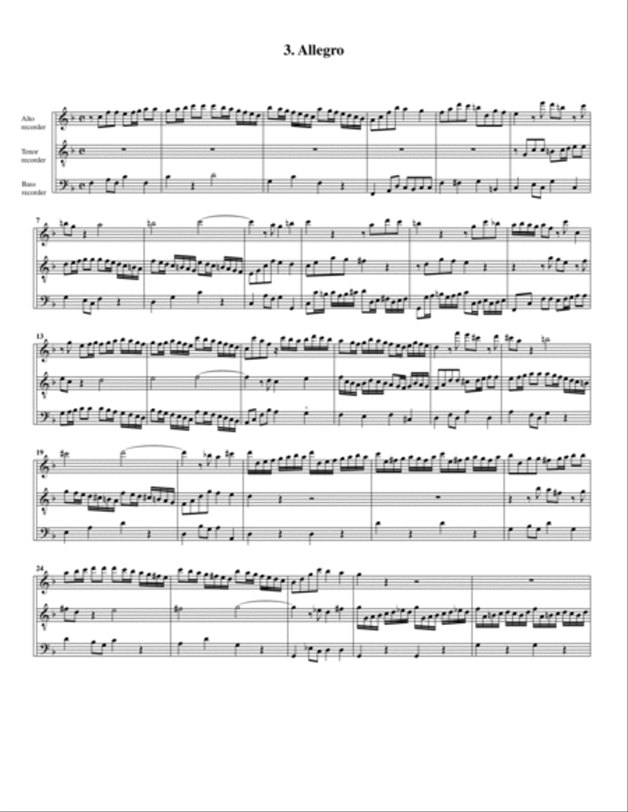 Trio sonata TWV 42:F3 (Essercizii musici, trio no.7) (arrangement for 3 recorders) Recorder scores gallery preview page 6