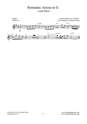 Romantic Arioso in G - Lead Sheet (With Chords)