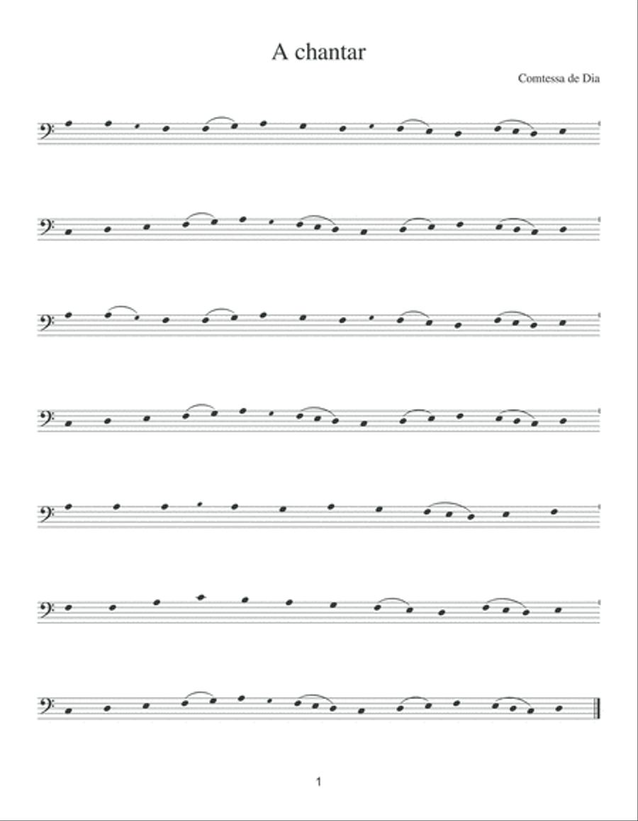 Twenty Troubador Songs - Bass Clef