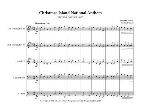 Christmas Island National Anthem for Brass Quintet image number null