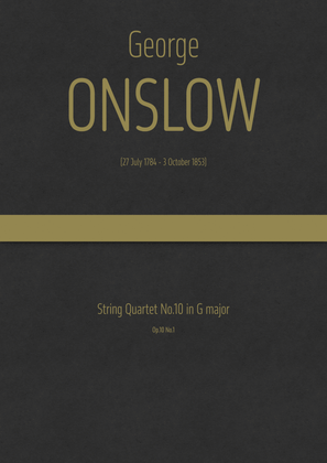 Book cover for Onslow - String Quartet No.10 in G major, Op.10 No.1