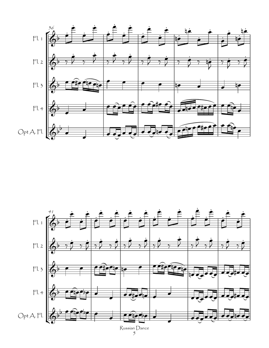 Russian Dance from the Nutcracker Suite for Flute Quartet Flute Quartet scores gallery preview page 6