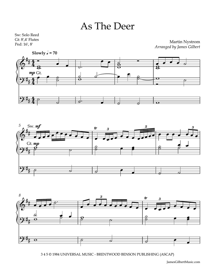 As The Deer Organ Solo scores gallery preview page 2