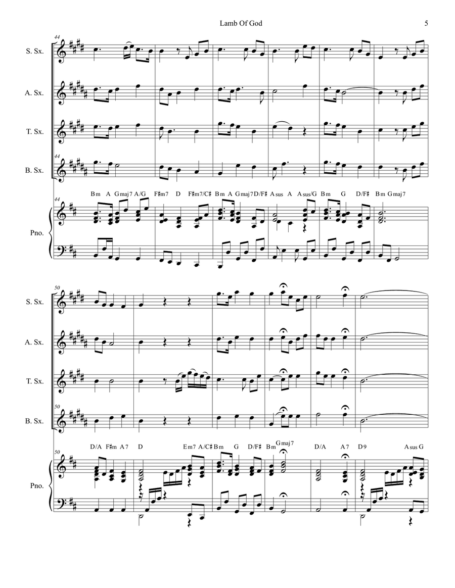 Lamb Of God Saxophone Quartet scores gallery preview page 5