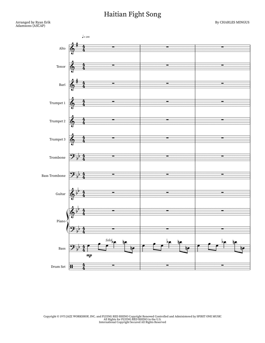 Haitian Fight Song Jazz Ensemble scores gallery preview page 1