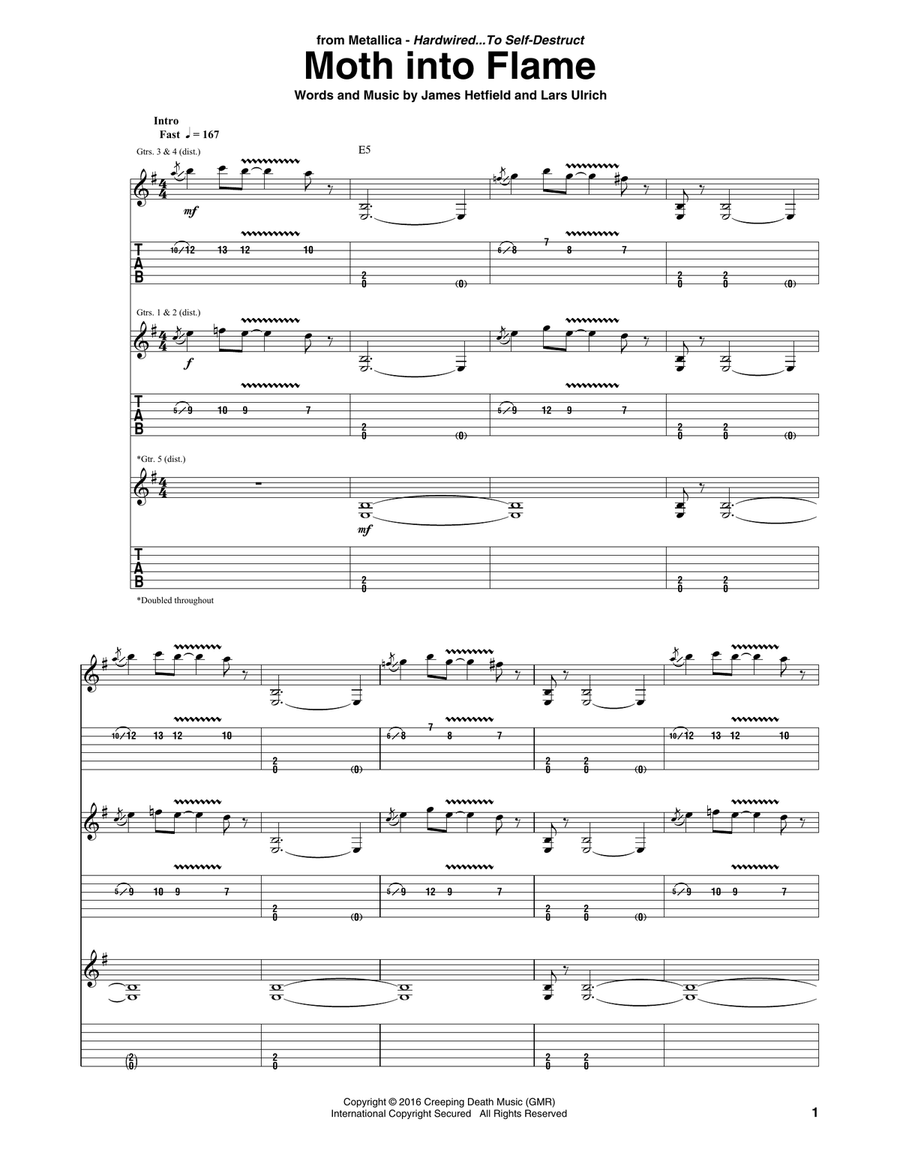 Moth Into Flame Acoustic Guitar scores gallery preview page 1