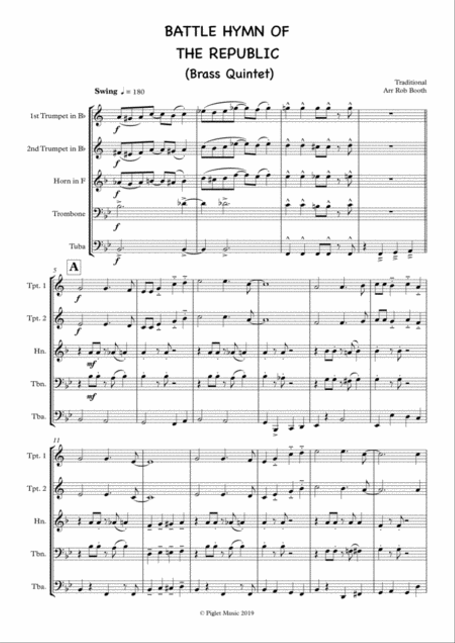 Battle Hymn Of The Republic Brass Quintet Brass Quintet scores gallery preview page 2