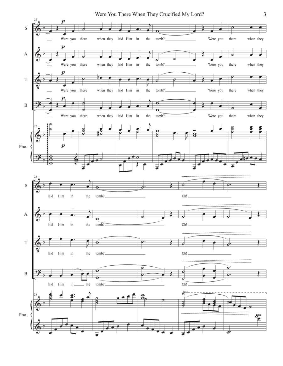 Were You There When They Crucified My Lord? (SATB & Piano) 4-Part scores gallery preview page 3