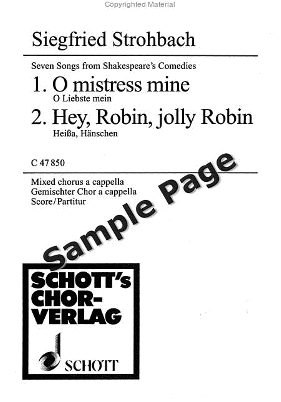 Songs 7 Shakespeare Comedies#1-2 4-Part scores gallery preview page 2
