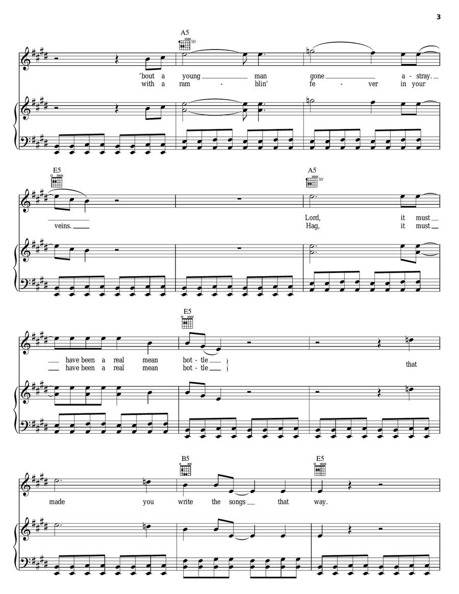 Real Mean Bottle Piano, Vocal, Guitar scores gallery preview page 3
