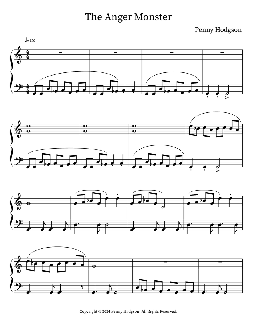 The Anger Monster Easy Piano scores gallery preview page 1