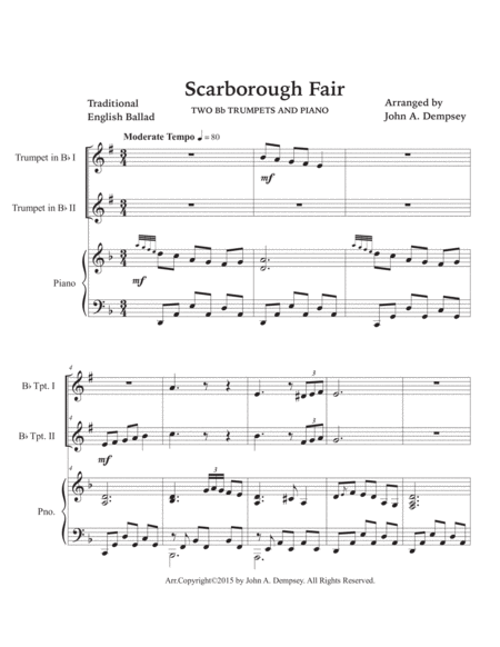 Scarborough Fair (Trio for Two Trumpets and Piano) image number null
