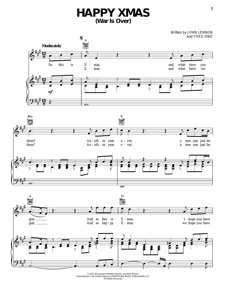 Happy Xmas (War Is Over) Acoustic Guitar scores gallery preview page 1
