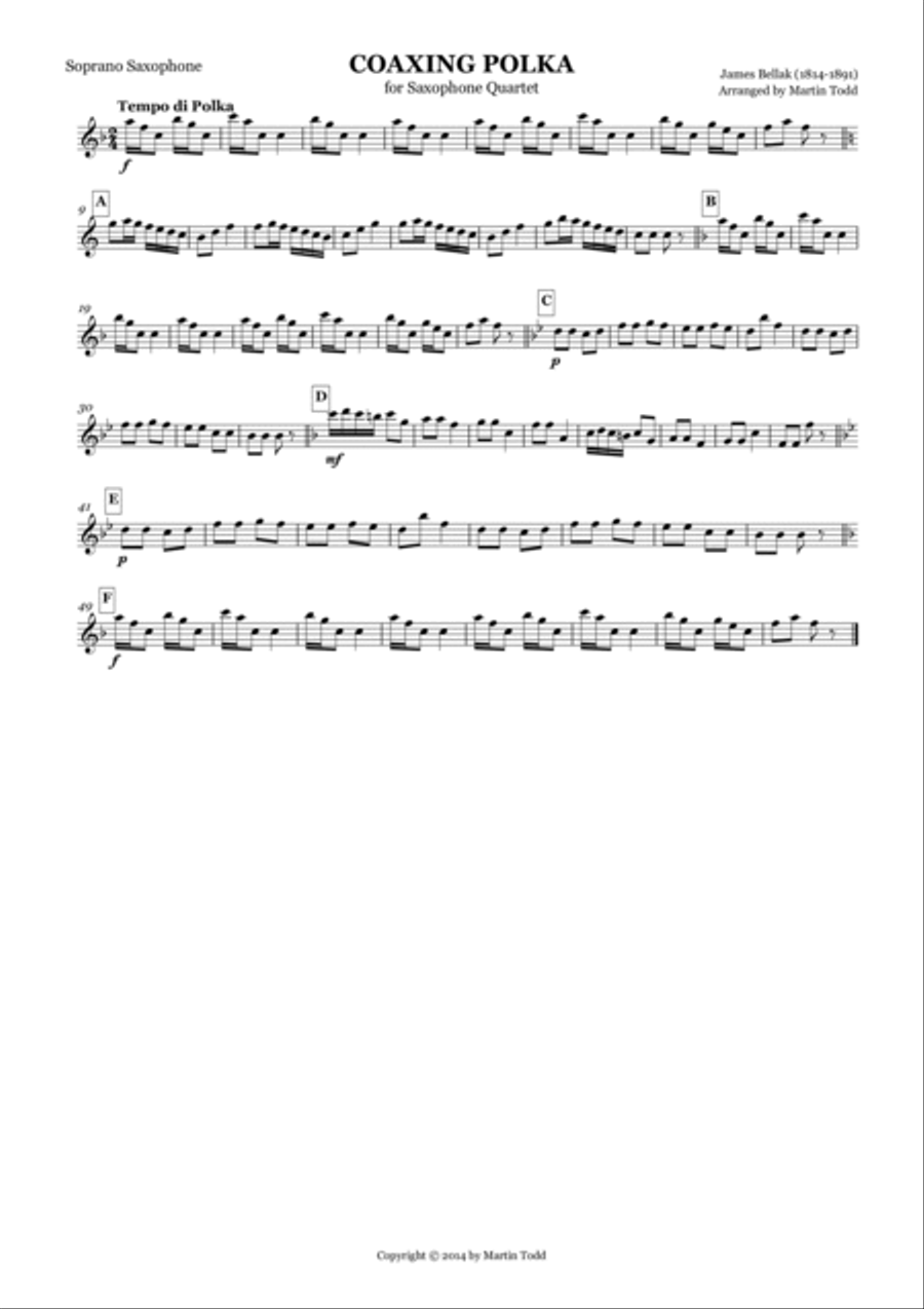 Coaxing Polka for Saxophone Quartet Saxophone Quartet scores gallery preview page 3