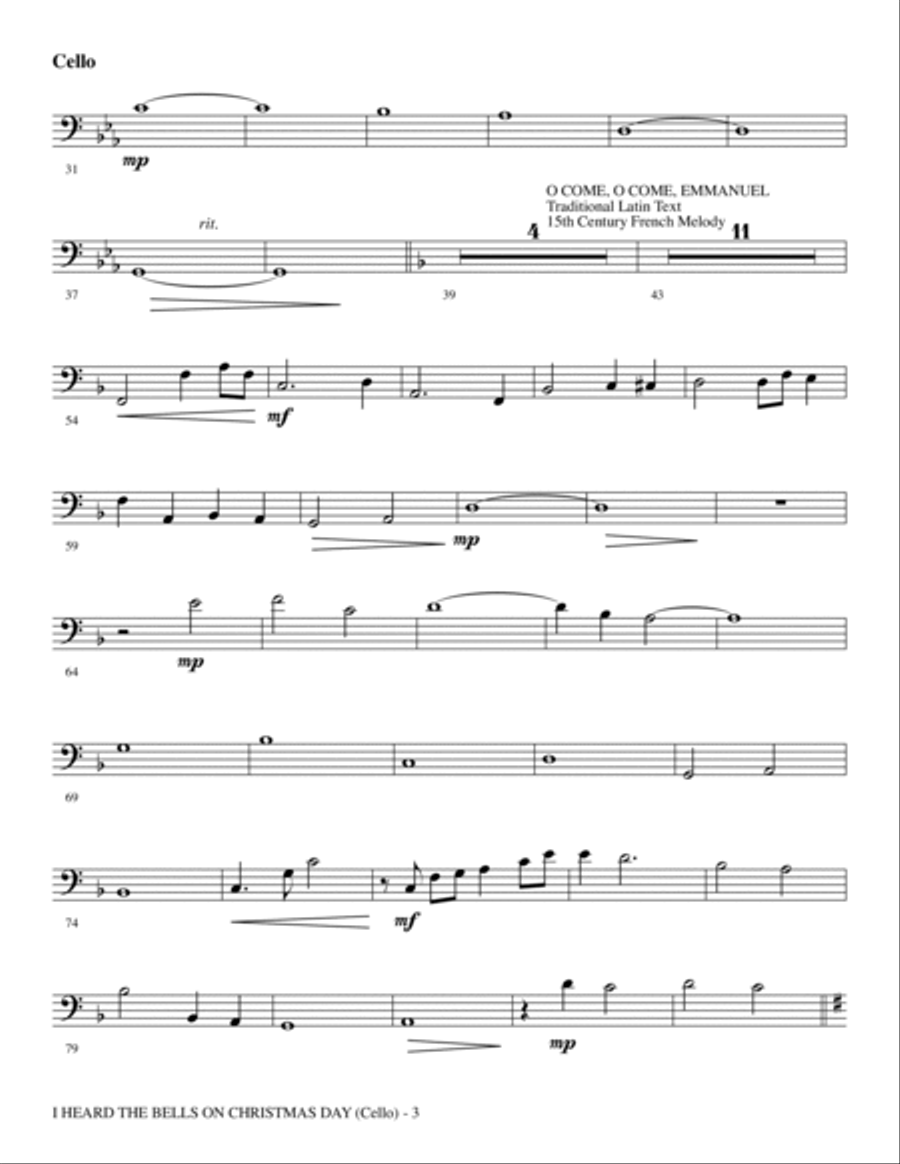I Heard The Bells On Christmas Day (Celebrating Peace On Earth) - Cello Choir scores gallery preview page 3