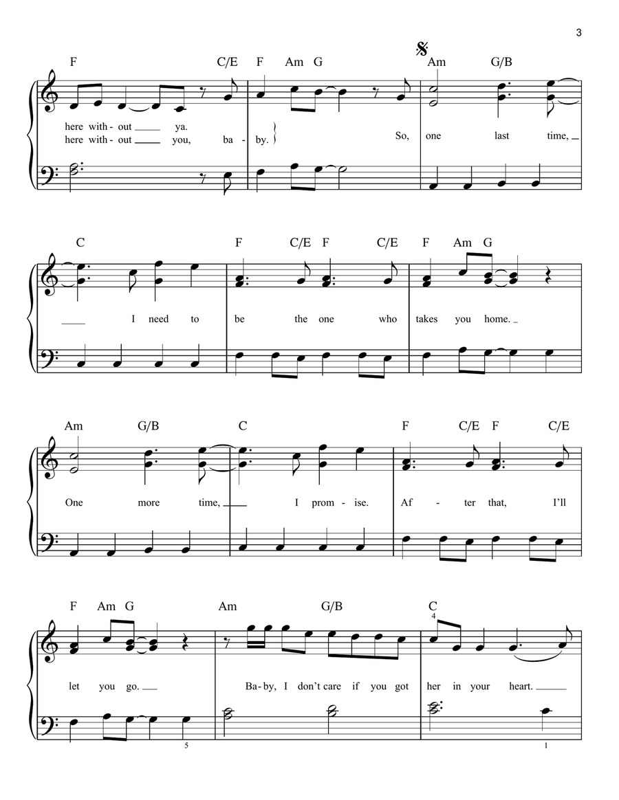 One Last Time Easy Piano scores gallery preview page 3