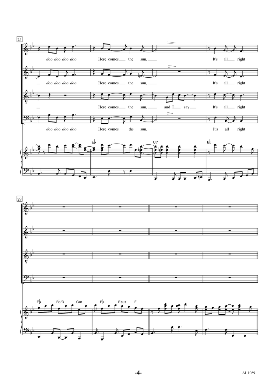 Here Comes The Sun 4-Part scores gallery preview page 4