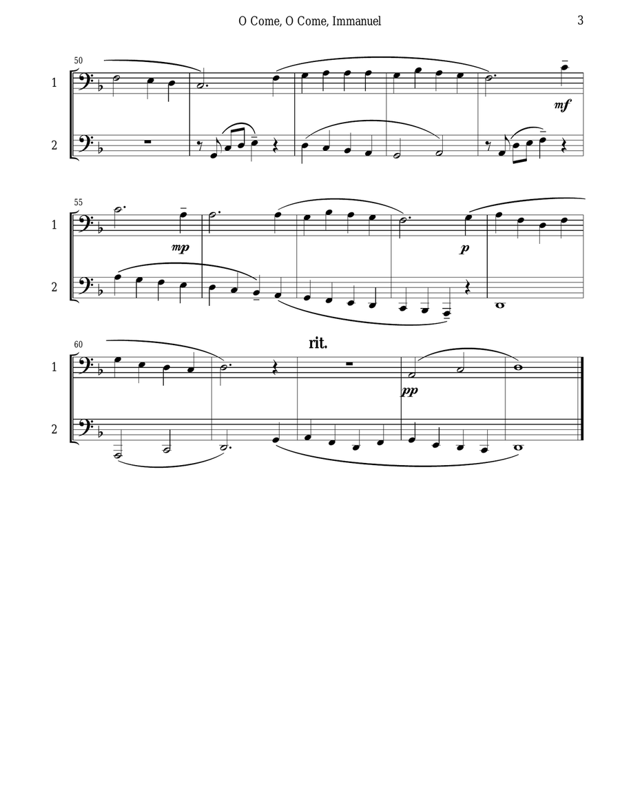 O Come, O Come, Immanuel (Emmanuel) - Tuba Duet Brass Duet scores gallery preview page 3