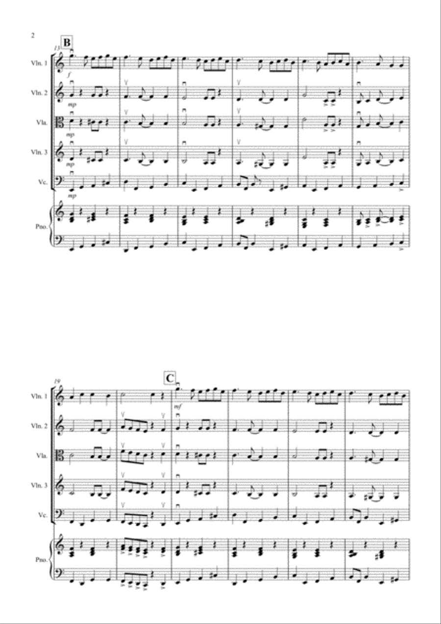Ding Dong Merrily on High (Jazzy Style!) for String Quartet String Quartet scores gallery preview page 2