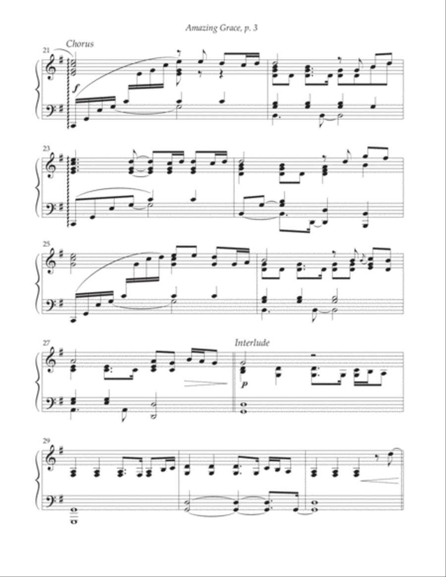 Amazing Grace (my Chains Are Gone) Piano Solo scores gallery preview page 3