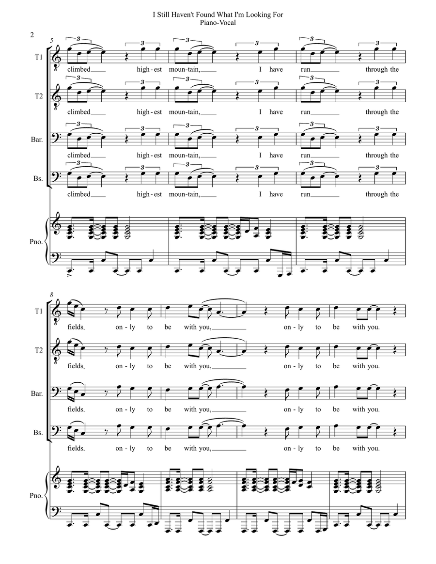 Still Haven't Found What I'm Looking For TTBB scores gallery preview page 2