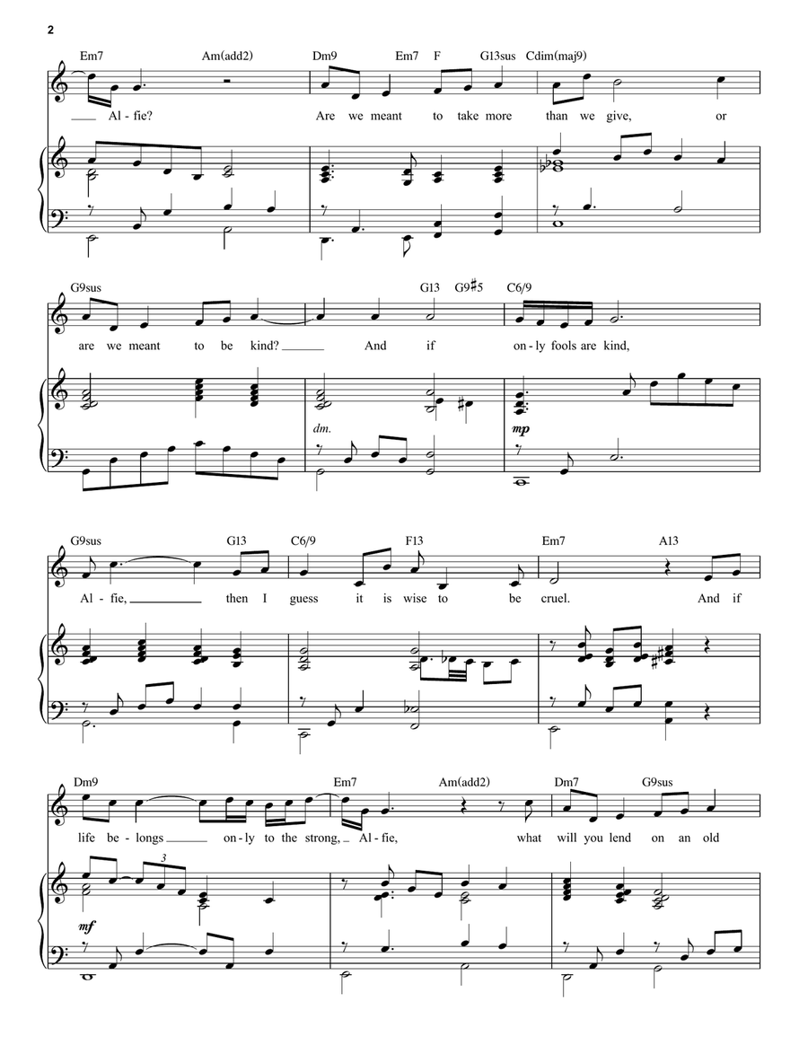 Alfie [Jazz version] (arr. Brent Edstrom) High Voice scores gallery preview page 2