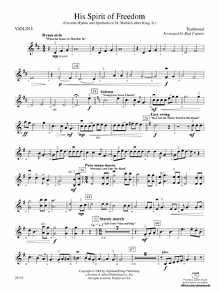 His Spirit of Freedom (Favorite Hymns and Spirituals of Dr. Martin Luther King, Jr.): 1st Violin