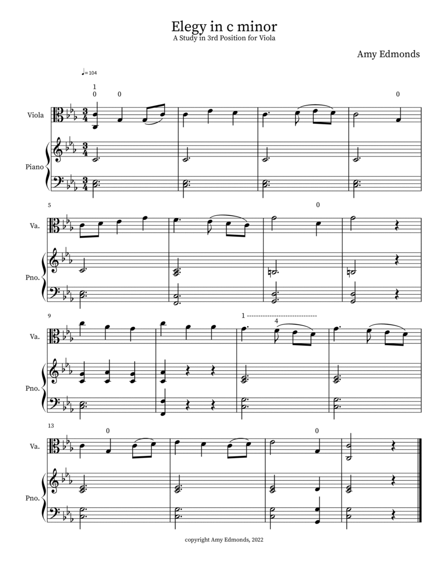 Elegy in c minor Piano scores gallery preview page 1
