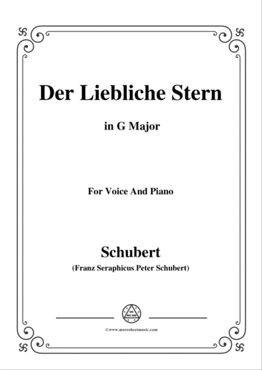 Book cover for Schubert-Der Liebliche Stern,in G Major,for Voice&Piano