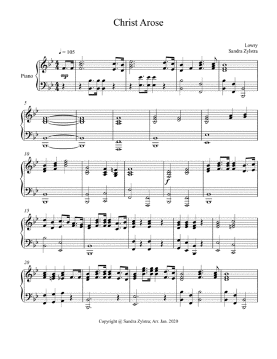 Christ Arose (piano part only) Piano Solo scores gallery preview page 1