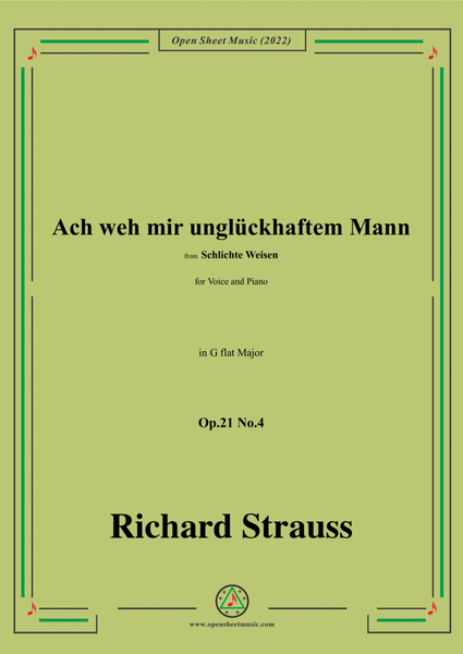Richard Strauss-Ach weh mir unglückhaftem Mann,Op.21 No.4,in G flat Major image number null