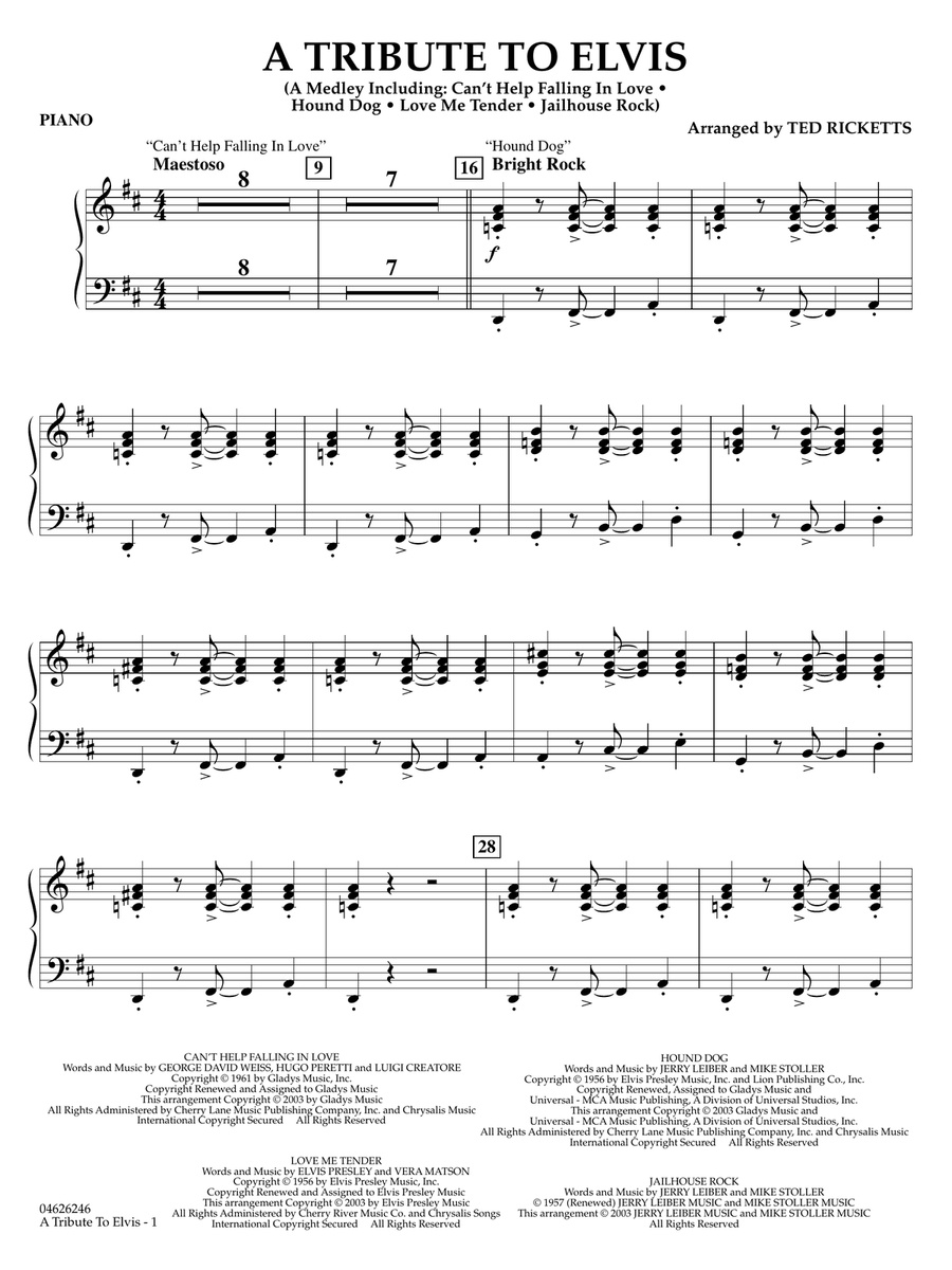 A Tribute To Elvis (arr. Ted Ricketts) - Piano String Orchestra scores gallery preview page 1