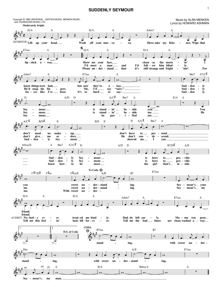Suddenly Seymour (from Little Shop of Horrors) Piano scores gallery preview page 1
