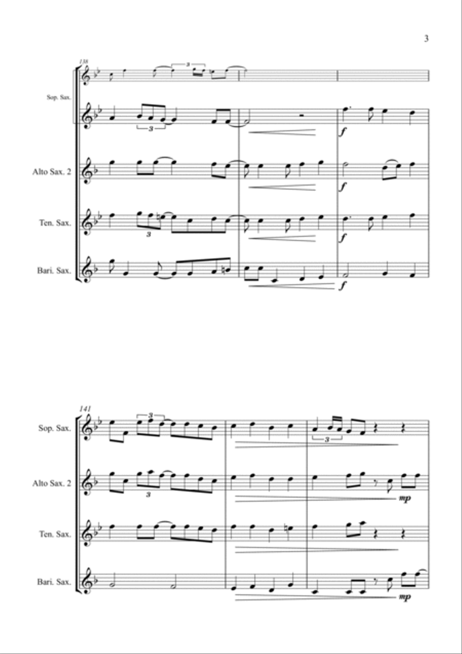 O Come All Ye Faithful - Jazz Carol for Saxophone Quartet Saxophone Quartet scores gallery preview page 5
