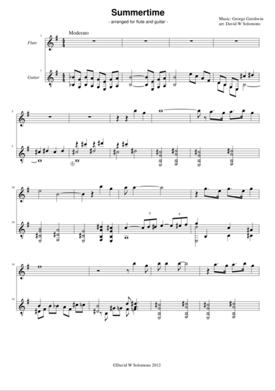 24 more Arrangements for flute and classical guitar Flute scores gallery preview page 5