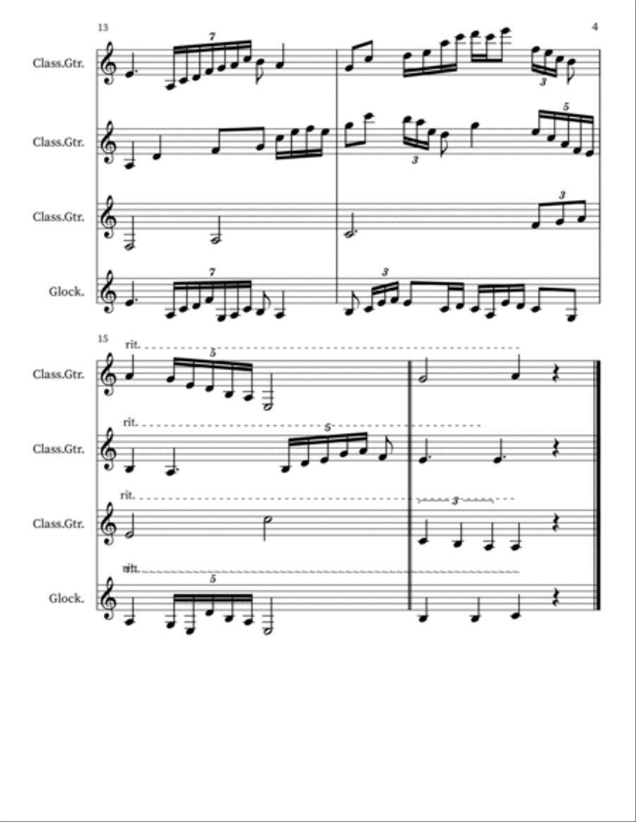Core 2, for 3 Guitars and Glockenspiel Guitar Ensemble scores gallery preview page 4