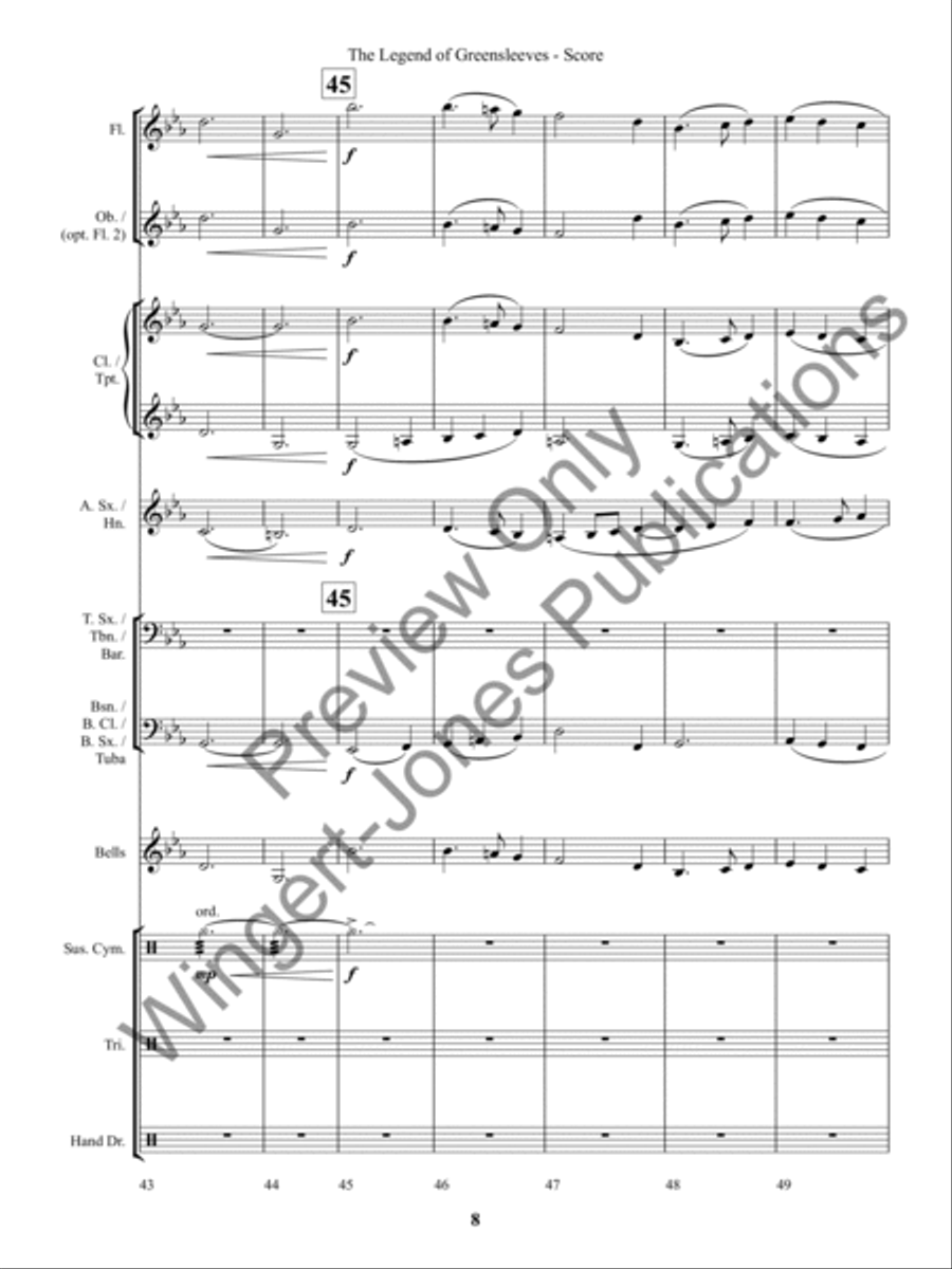 The Legend of Greensleeves (Score) Concert Band scores gallery preview page 11