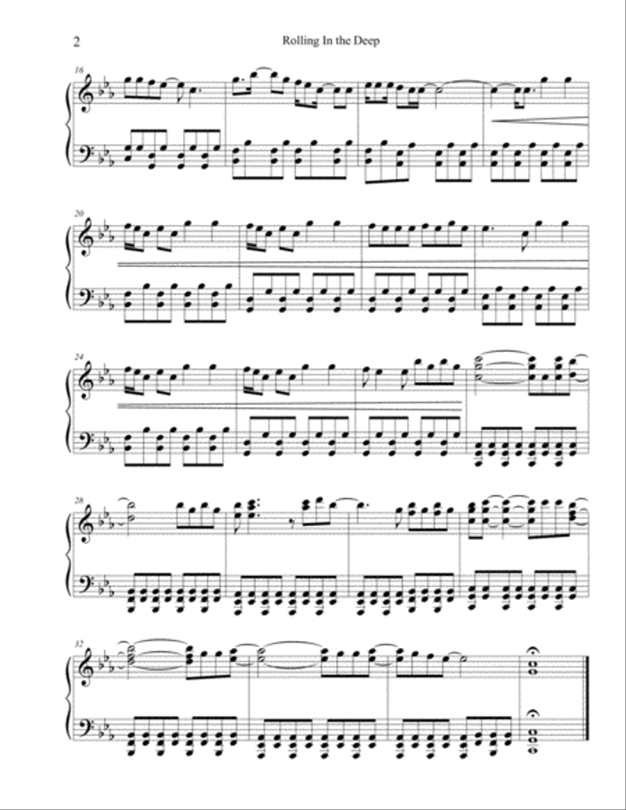 Rolling In The Deep Easy Piano scores gallery preview page 3