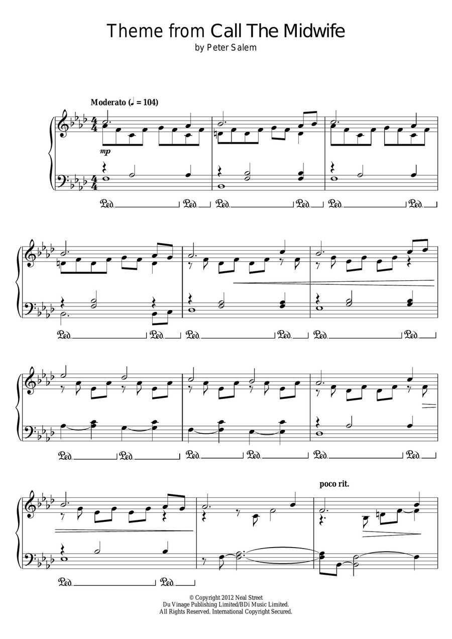 Theme from Call The Midwife Piano Solo scores gallery preview page 1