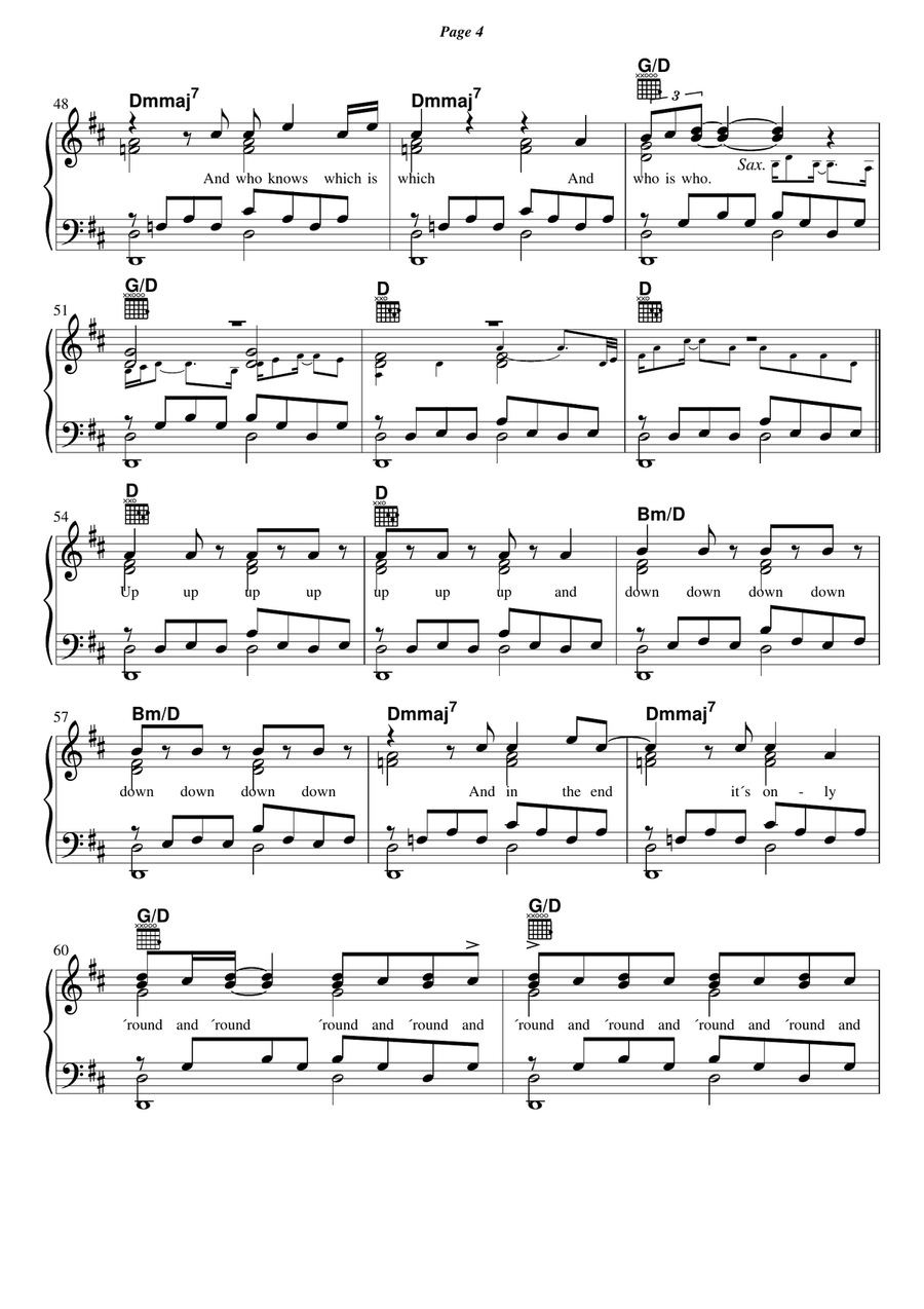 Us And Them Us And Them Piano, Vocal, Guitar scores gallery preview page 4